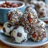 Wholesome energy balls packed with oats, peanut butter, and mini chocolate chips for pre-game fuel.  