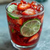 Refreshing strawberry chili limeade mocktail, perfect chilled with a hint of spice.