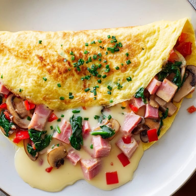 Fluffy French omelet with cheese, cooked to perfection, ideal for a quick and easy breakfast.