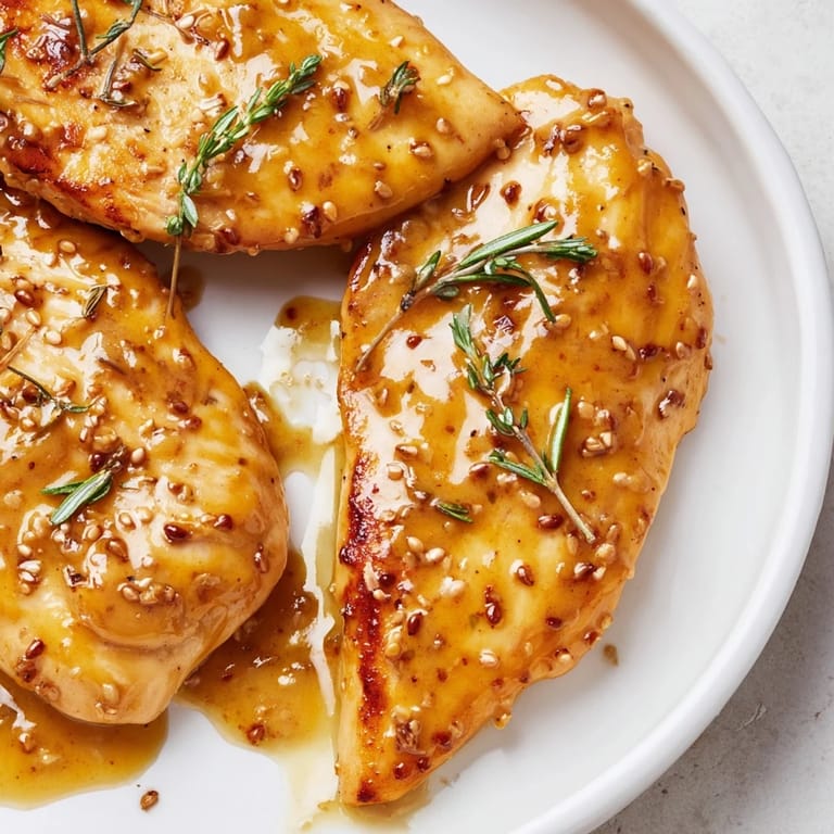 Savory Honey Dijon Chicken Skillet recipe with creamy sauce, garlic, and rosemary, plated alongside fluffy white rice for an easy weeknight dinner.