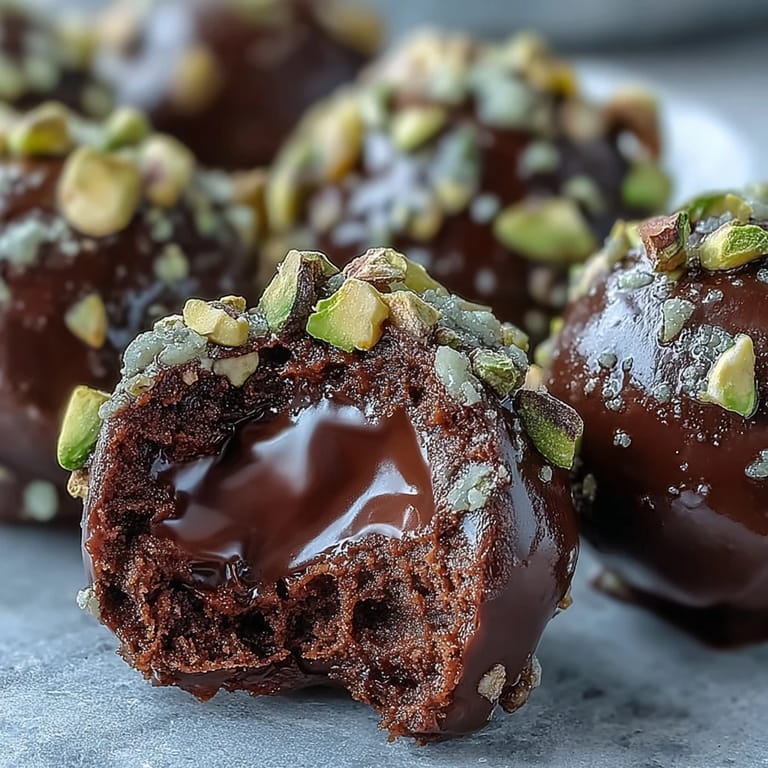 Dark chocolate truffles with cocoa and pistachio coatings on parchment, ready for holiday gifting.