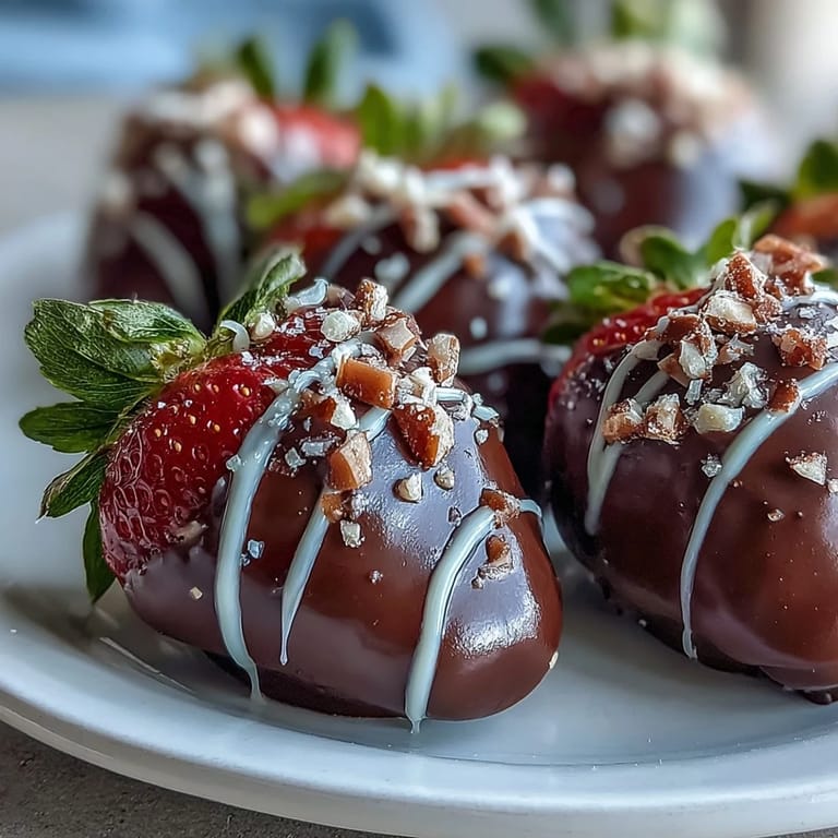 Fresh Chocolate-Covered Strawberries dipped in rich semisweet chocolate, served on a platter with sparkling wine for a sweet treat.