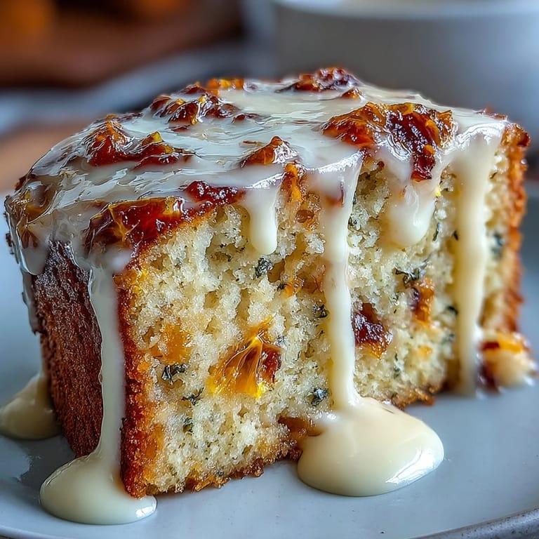 Moist, golden slice of Heavenly Blood Orange Yogurt Cake on a plate, ready to serve with fresh berries.