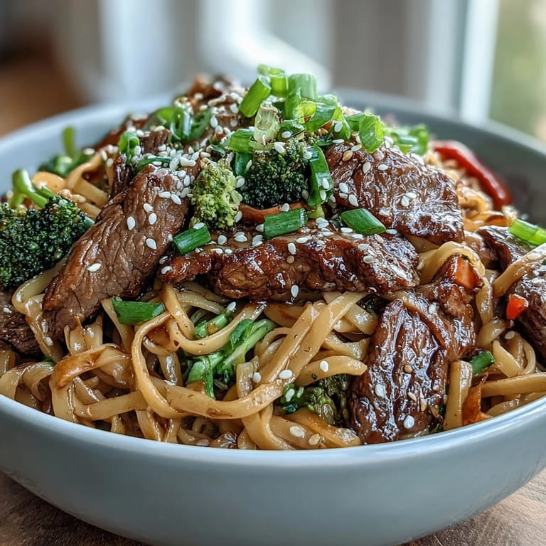 Serving bowl of Korean Beef Noodles alongside chopsticks, featuring saucy steak and vegetables perfect for a weeknight meal.