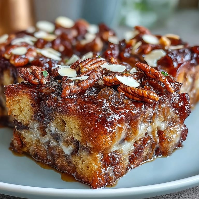 Rich capirotada featuring crunchy pecans, sweet dried fruits, and gooey cheese in a traditional Mexican dessert.