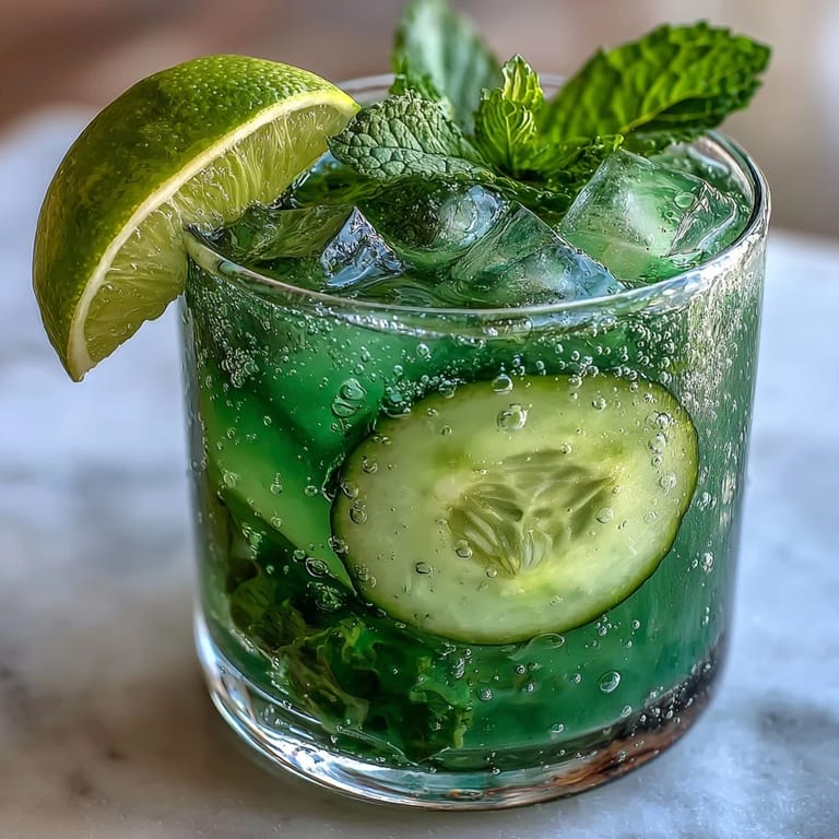 Vibrant Green Detox Cucumber Mint Agua Fresca, blended smooth, ready to serve chilled.