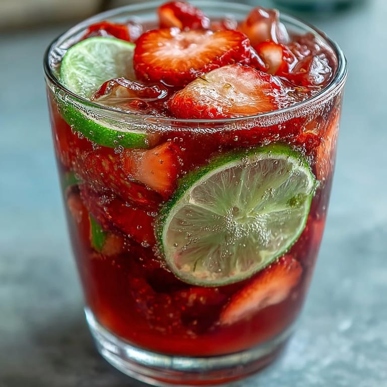 Refreshing strawberry chili limeade mocktail, perfect chilled with a hint of spice.