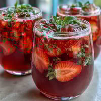 Refreshing strawberry basil lemonade mocktail pitcher with vibrant red berries and green basil leaves, perfect for summer parties.