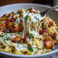 Savory one-pot French onion chicken pasta with caramelized onions and melted Gruyère, perfect for cozy dinners.