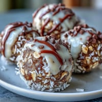 Energy balls with oats and chocolate chips in a clear glass bowl, ready for soccer game snacking.  